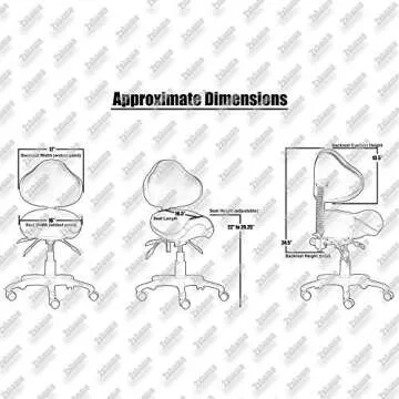 2xhome - Ergonomic Adjustable Rolling Saddle Stool Chair with Back Wheels Support for Clinic Hospita...