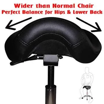 2xhome - Ergonomic Adjustable Rolling Saddle Stool Chair with Back Wheels Support for Clinic Hospital Pharmacy Medical Beauty Lab Exam Office Technician Physical Therapy, Single, Set of 1