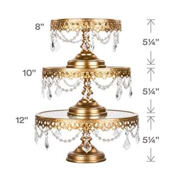 Amalfi Decor Gold Cake Stand Set with Crystals