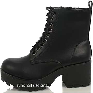 Soda Women's Magpie Faux Leather Lace-Up Combat Mid Heel Military Ankle Boots (Black, us_footwear_si...