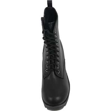 Soda Women's Magpie Faux Leather Lace-Up Combat Mid Heel Military Ankle Boots (Black, us_footwear_size_system, adult, women, numeric, medium, numeric_8_point_5)