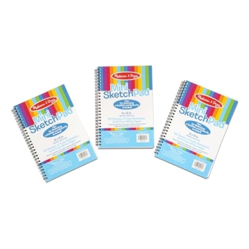 Melissa & Doug Mini Sketch Pad of Paper (6 x 9 inches) - 50 Sheets, 3-Pack - Drawing Paper, Drawing And Coloring Pad For Kids, Art Paper For Kids
