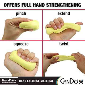 CanDo TheraPutty Standard Hand Exercise Putty For Rehabilitation, Exercises, Hand Therapy, Occupational Therapy, Hand Strengthening, Improve Motor Skills, Stress Relief, Yellow: X-Soft, 6 oz