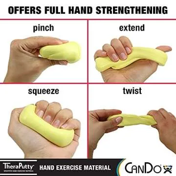 CanDo TheraPutty Standard Hand Exercise Putty For Rehabilitation, Exercises, Hand Therapy, Occupational Therapy, Hand Strengthening, Improve Motor Skills, Stress Relief, Yellow: X-Soft, 6 oz