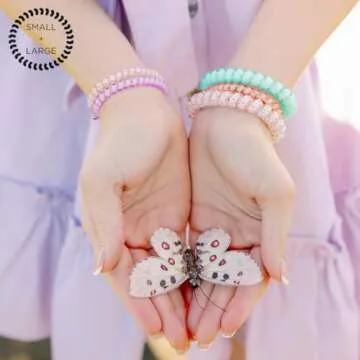 TELETIES - Mixed Spiral Hair Coils - Spring Collection - Ponytail Holder Hair Ties for Women - Phone Cord Hair Ties - Strong Grip, No Rip, Water Resistant, No Crease - 5 pack - Fly Away