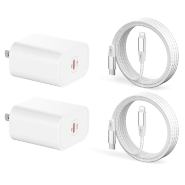 iPhone Charger 2 Pack - Fast Charging 20W Adapter & Braided 6 FT USB-C Cable
