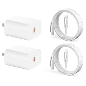 iPhone Charger 2 Pack - Fast Charging 20W Adapter & Braided 6 FT USB-C Cable