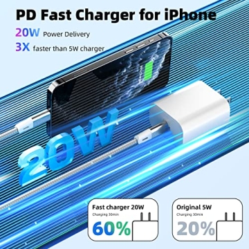 Fast 20W USB-C iPhone Charger Pack with Braided Cable
