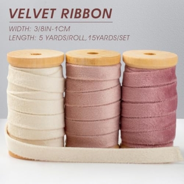 Garbendy Velvet Ribbon Set 15 Yards Quality Fabric Trim