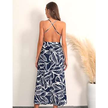 Blooming Jelly Women's Deep V Neck Sleeveless Summer Asymmetrical Floral Maxi Dress