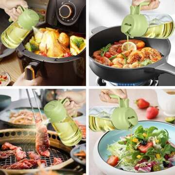 JULEHUI 16oz Oil Sprayer for Cooking - 2 in 1 Spray & Pour Olive Oil Dispenser - 470ml Glass Spray O...