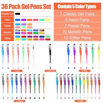 TANMIT 36 Colors Gel Pens Set for Vibrant Artistry
