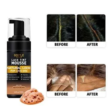 Melting Lace Lace Tint Mousse for Women - Natural Finishing Color on Wigs, Toupees, and Hairpieces - Wig Glue Tool Set (Mocha- Medium Brown)