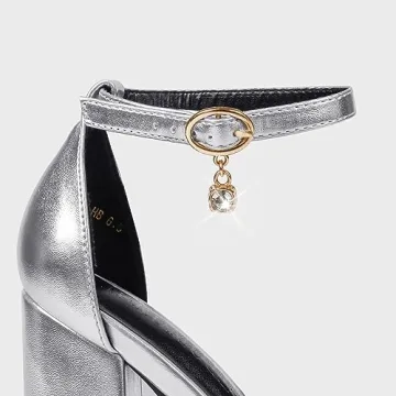 MERUMOTE Women's Sexy Silver Rhinestone Party Heels US8