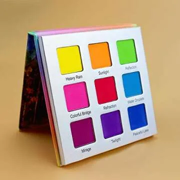 YMH BEAUTE 9 Neon Eyeshadow Palette + Liquid Glitter Eyeshadow 01