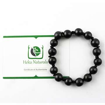Heka Naturals Shungite Stone Bead Bracelet for Positivity and Style