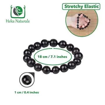 Heka Naturals Shungite Stone Bead Bracelet for Positivity and Style