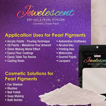 U.S. Art Supply Jewelescent Interference 5 Color Mica Pearl Powder Pigment Set Kit, 3.5 oz (100g) Sealed Pouches - Cosmetic Grade, Metallic Dye - Paint, Epoxy, Resin, Soap, Slime Making, Art
