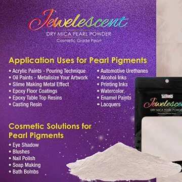 U.S. Art Supply Jewelescent Interference 5 Color Mica Pearl Powder Pigment Set Kit, 3.5 oz (100g) Sealed Pouches - Cosmetic Grade, Metallic Dye - Paint, Epoxy, Resin, Soap, Slime Making, Art