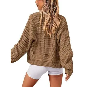 PRETTYGARDEN Women's Chunky Knit Zipper Cardigan Sweater