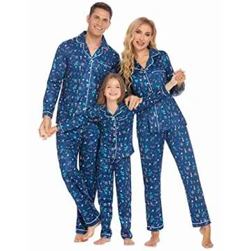Ekouaer Christmas Family Matching Pajamas Long Sleeve Button Down Pj Set Festival Party Sleepwear,Na...