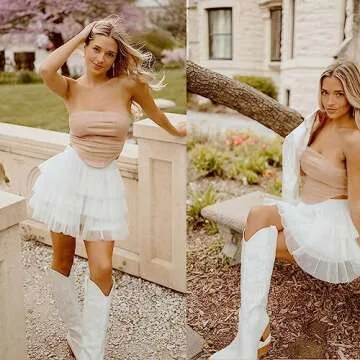 MeiLuSi Women's Cowgirl Boots for Women Embroidered Knee High Cowboy Boots Fashion Pull on Tall Western Boot