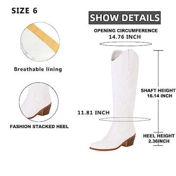 MeiLuSi Women's Cowgirl Boots for Women Embroidered Knee High Cowboy Boots Fashion Pull on Tall Western Boot