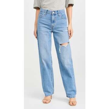 Levi's Women's Baggy Dad Jeans, in The Middle with Damage, Blue, 28