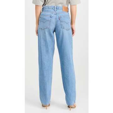 Levi's Women's Baggy Dad Jeans, in The Middle with Damage, Blue, 28