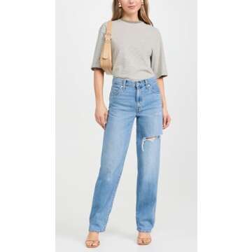 Levi's Women's Baggy Dad Jeans, in The Middle with Damage, Blue, 28