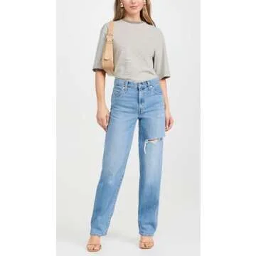 Levi's Women's Baggy Dad Jeans, in The Middle with Damage, Blue, 28