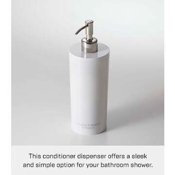 Yamazaki 2930 Tower Conditioner Dispenser Contemporary Bottle Pump for Shower, Round, White
