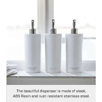 Yamazaki 2930 Tower Conditioner Dispenser Contemporary Bottle Pump for Shower, Round, White