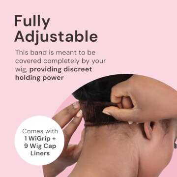 MILANO COLLECTION WiGrip Comfort Band with 9 Pack Nylon Wig Cap Liners Combo, Non-Slip Velvet Wig Gr...