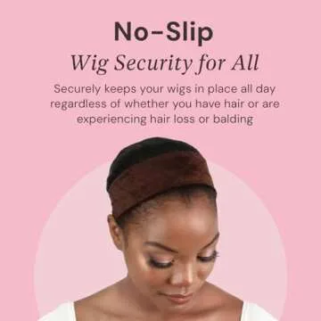 MILANO COLLECTION WiGrip Comfort Band with 9 Pack Nylon Wig Cap Liners Combo, Non-Slip Velvet Wig Grip Band & 9 Elastic Wig Caps, Adjustable, One Size Fits All, Brown