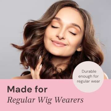 MILANO COLLECTION WiGrip Comfort Band with 9 Pack Nylon Wig Cap Liners Combo, Non-Slip Velvet Wig Grip Band & 9 Elastic Wig Caps, Adjustable, One Size Fits All, Brown