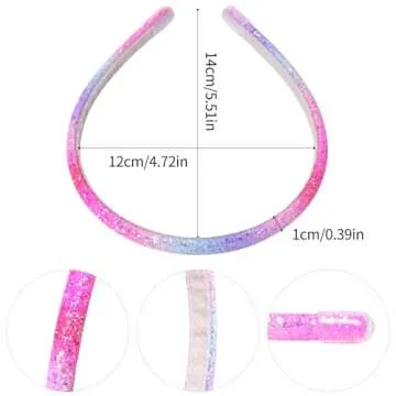 Fishdown Glitter Headband for Girls Women Sparkle Headband Accessory Set of 10