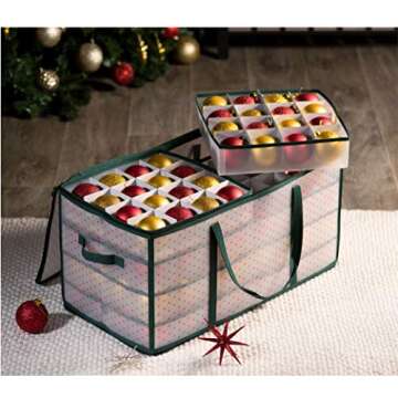 ZOBER Ornament Storage Box Holds 128 Ornaments Green