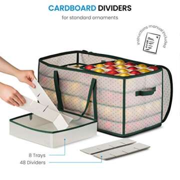 ZOBER Ornament Storage Box Holds 128 Ornaments Green