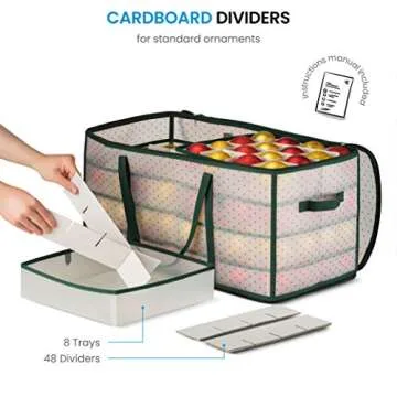 ZOBER Ornament Storage Box Holds 128 Ornaments Green