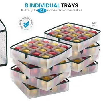 ZOBER Ornament Storage Box Holds 128 Ornaments Green