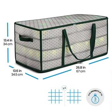 ZOBER Ornament Storage Box Holds 128 Ornaments Green