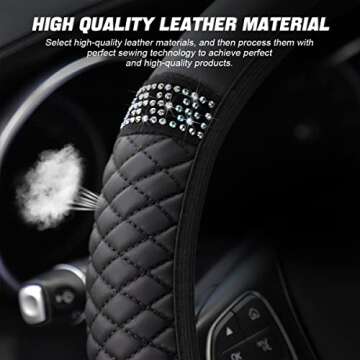 Bling Soft Leather Steering Wheel Cover for Women