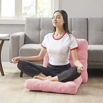 Pink for Valentine Meditation Floor Pillow Set of 2, Square Large Pillows Seating for Adults, Tufted Corduroy Cushion for Living Room Tatami, 22x22 Inch