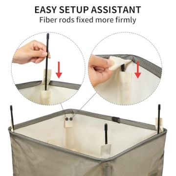 WOWLIVE Large Rolling Laundry Basket Wheels 90L Collapsible Tall Laundry Hamper Handle Foldable Dirty Clothing Basket Fold up Rectangular Hampers for Laundry Dorm Room (Beige)