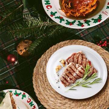 Defined Deco Woven Placemats Set of 10,13" Round Rattan Placemats,Natural Hand-Woven Water Hyacinth Placemats,Farmhouse Weave Place Mats,Rustic Braided Wicker Table Mats for Dining Table,Home,Wedding.