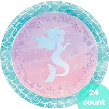 Iridescent Mermaid Party Paper Plates - 24 ct