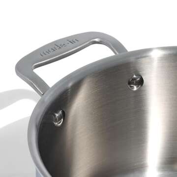 Made In Cookware - 6 Quart Stainless Steel Stock Pot With Lid - 5 Ply Stainless Clad - Professional ...