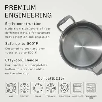 Made In Cookware - 6 Quart Stainless Steel Stock Pot With Lid - 5 Ply Stainless Clad - Professional Cookware - Crafted in Italy - Induction Compatible