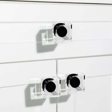 Black Matte Kitchen Cabinet Drawer Knobs 4 Crystal Brushed Cabinets Pulls Knob, Solid Base Closet Cu...